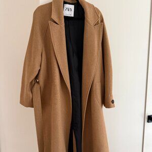 ZARA Camel Tan Womens Coat Size XL Excellent Condition!